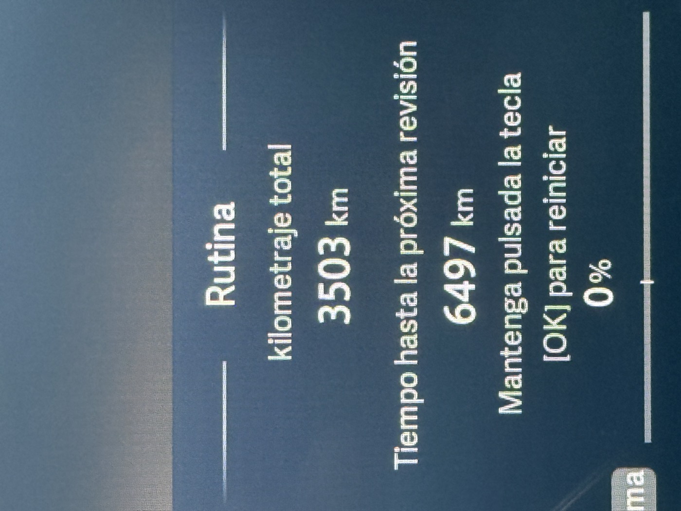 Odómetro del BAIC BJ30 marcando 3503 km